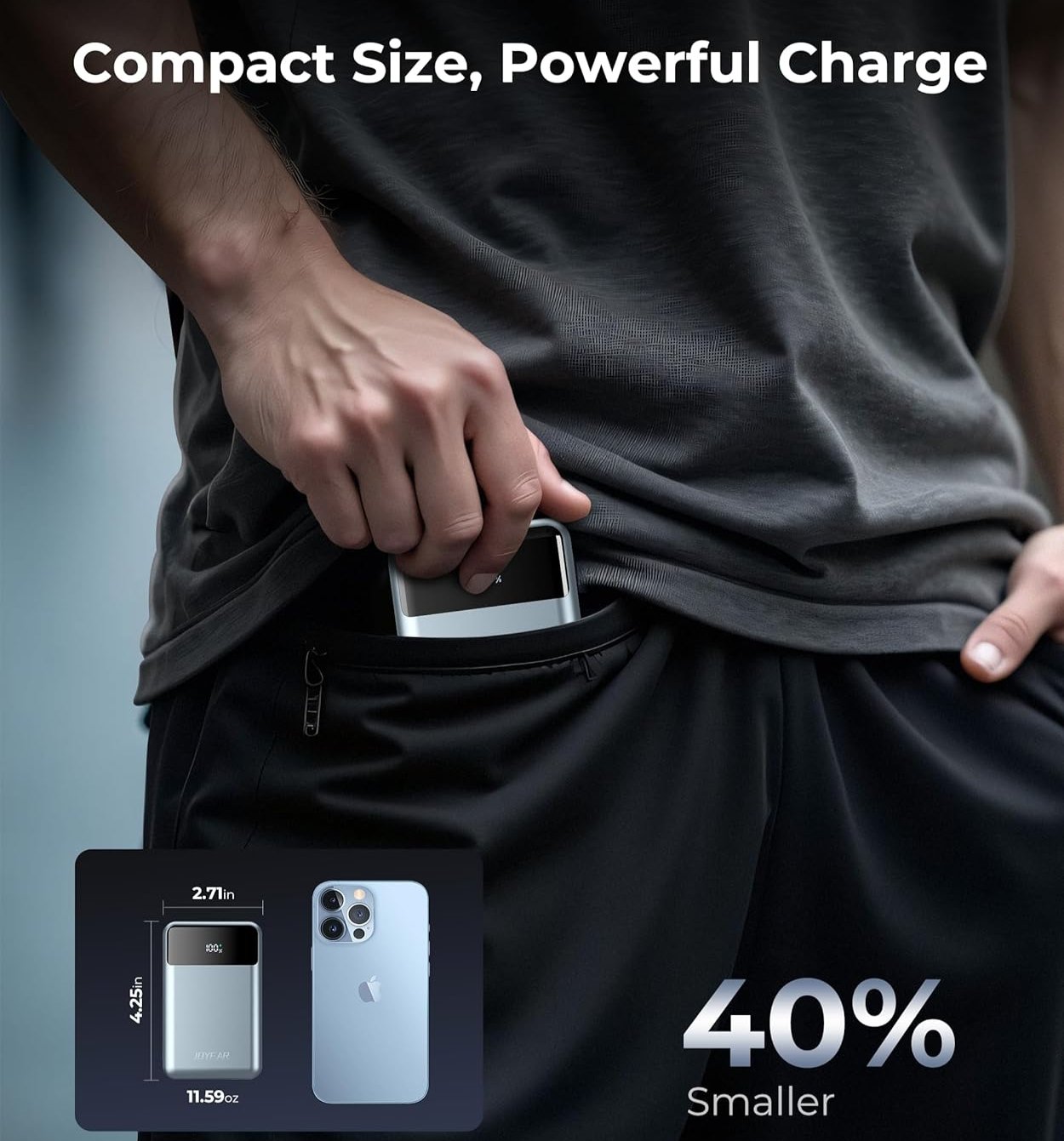 Power Bank USB C 30000mAh Built in Cable 22.5W