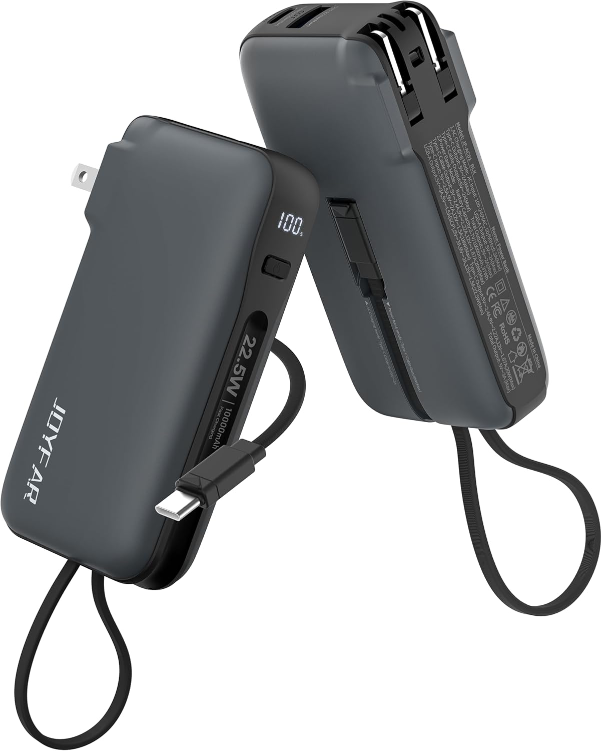 Portable Charger with Built-in USB-C Cable & Plug 10,000mAh 22.5W Max