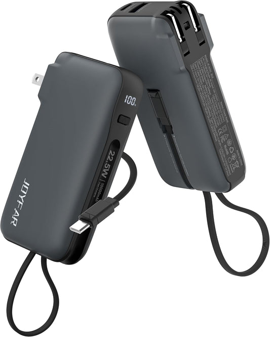 Portable Charger with Built-in USB-C Cable & Plug 10,000mAh 22.5W Max